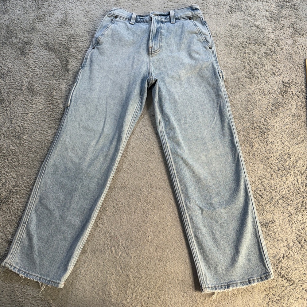 Hollister Mens Baggy Carpenter Jeans W28 L30 Light Wash Blue Utility Skater Y2K